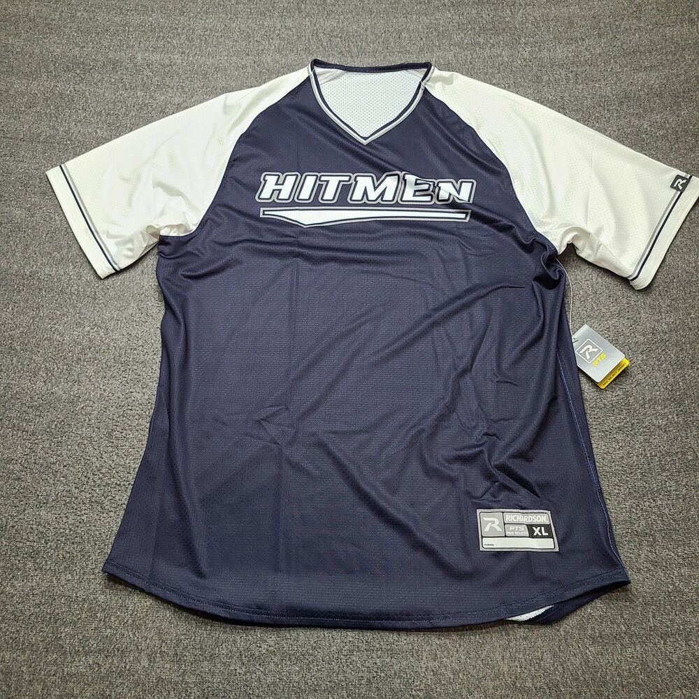 Richardson Shirt Mens XL Navy White PTS Pro Select Baseball‎ Jersey Hitmen 25